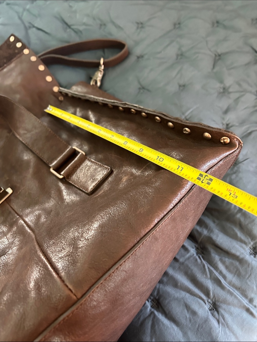 Free People Leather Stud-Trim Tote Bag in Deep Brown - Picture 9 of 9
